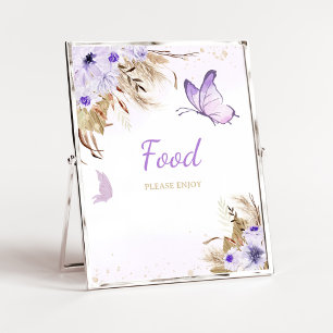 Poster Sinal de Alimentação para Chás de Bebê Floral Borb