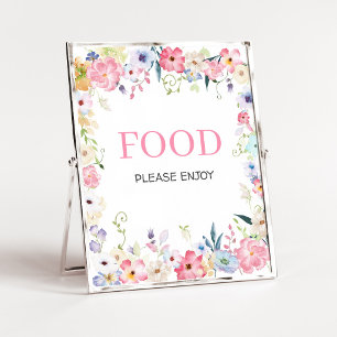 Poster Sinal de Alimentos para Chá de Bebê Floral Baby in