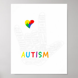 Poster Sinal de Amo das Pessoas do Coração Autismo Atençã