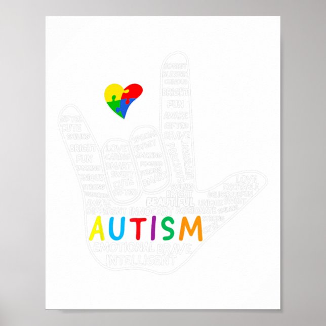 Poster Sinal de Amo das Pessoas do Coração Autismo Atençã (Frente)