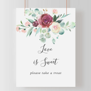 Poster Sinal de Amor Contemporâneo Floral de Eucalipto é