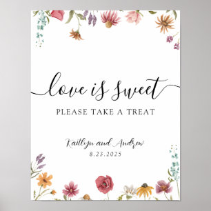 Poster Sinal de Amor de Flor Silvestre é Doce Por Favor A