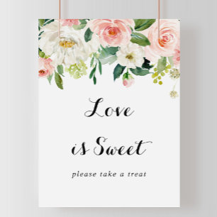 Poster Sinal de Amor Doce com Folhagem Verde Flora Simple