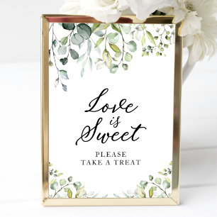 Poster Sinal de Amor Doce com Verdejante Fofo de Eucalipt