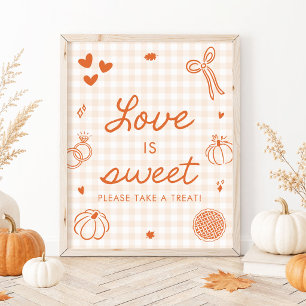 Poster Sinal de Amor Doce Desenhado à Mão em Xadrez Laran