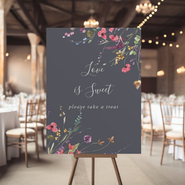 Poster Sinal de Amor Doce Floral Azul Clássico Selvagem (Criador carregado)