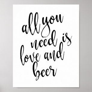 Pôster Sinal de Amor e Cerveja 8x10