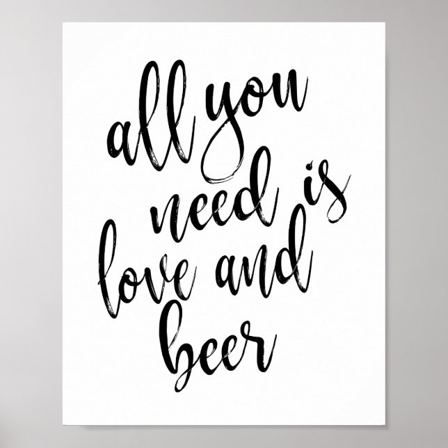 Pôster Sinal de Amor e Cerveja 8x10 (Frente)