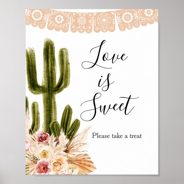 Poster Sinal de Amor é Doce Boho Cactus Taco Bout (Frente)