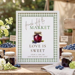 Poster Sinal de Amor é Doce do Mercado Gingham para Chá d