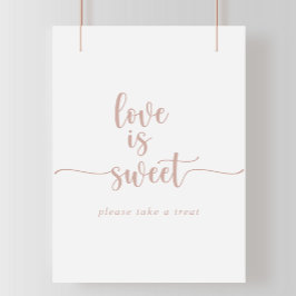 Poster Sinal de Amor é Doce em Caligrafia Dourado Rosa