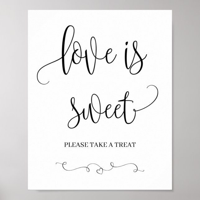 Poster Sinal de Amor é Doce para Chá de Noiva / Casamento (Frente)