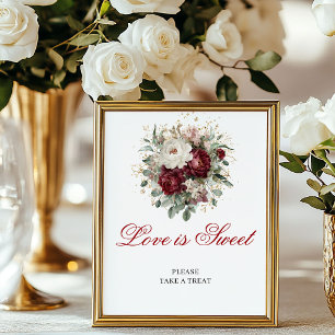 Poster Sinal de Amor é Dourado Rosa Bege Burgundy