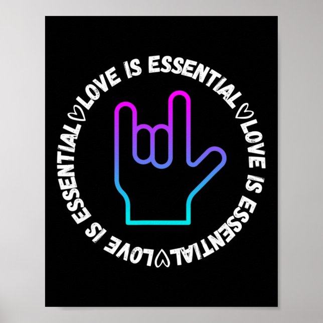 Poster Sinal de Amor em ASL Conscientização sobre Deficiê (Frente)