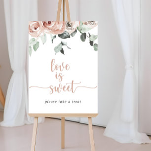 Poster Sinal de Amor Floral Rosa Clássico Empoeirado É Do
