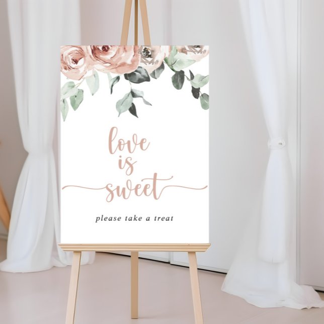Poster Sinal de Amor Floral Rosa Clássico Empoeirado É Do (Criador carregado)
