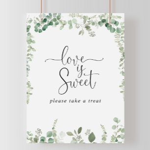 Poster Sinal de Amor Geométrico Minimalista de Eucalipto 