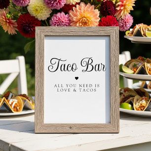 Poster Sinal de Amor Moderno e Tacos Bridal Fiesta