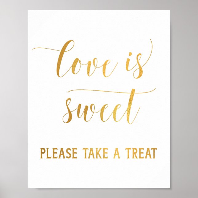 Poster Sinal de Amor Simples Dourado é Doce Por Favor Peg (Frente)
