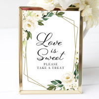 Sinal de Amor Verde Geométrico Floral Branco É Doc