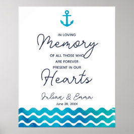 Pôster Sinal de âncora de casamento náutico em memória
