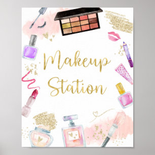Poster Sinal de Aniversário da Estação Makeup Glitz & 