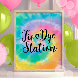 Poster Sinal de Aniversário da Estação Tie Dye