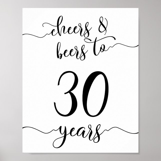 Poster Sinal de aniversário de 30 anos (Frente)