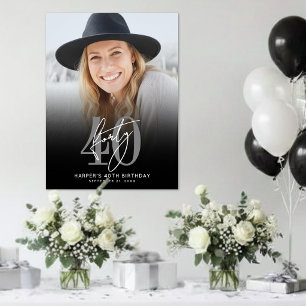 Poster Sinal de Aniversário de 40 Anos Preto em Foto