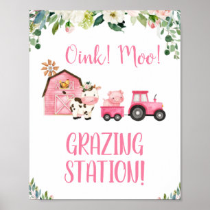 Poster Sinal de Aniversário de Animais da Fazenda de Tra