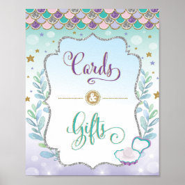 Poster Sinal de Aniversário de Bebê de Sereia Cards & Gif