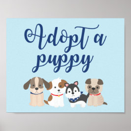Poster Sinal de Aniversário de Cachorrinho Adote um Cacho