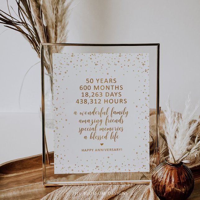 Poster Sinal de Aniversário de Confete Dourado - GAC17 (Gold Confetti Anniversary Sign)