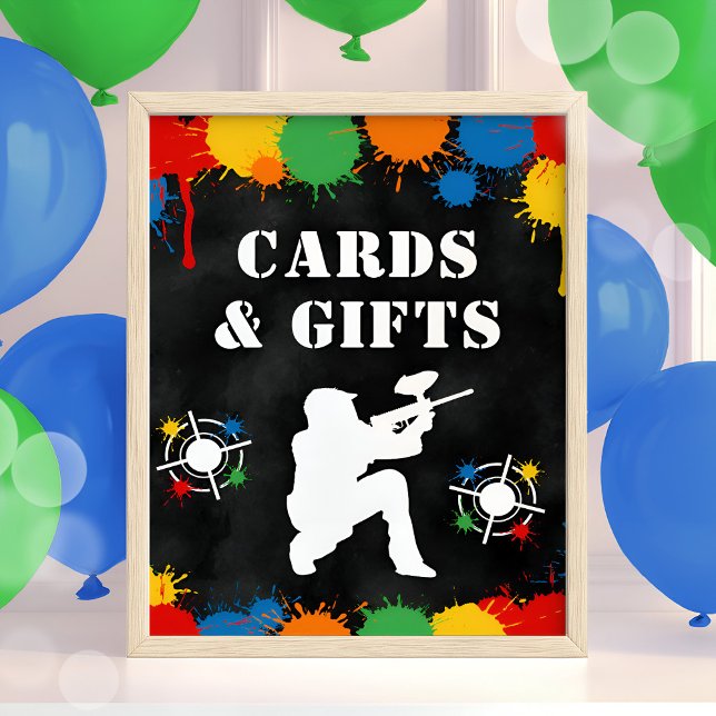 Poster Sinal de Aniversário de criança do Paintball - Pla (Criador carregado)