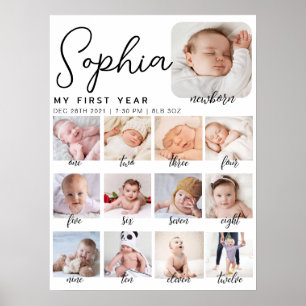 Poster sinal de aniversário de etapa, primeiro bebê impri