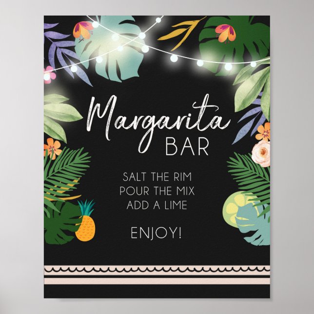 Poster Sinal de Aniversário de Luau Tropical da Bar da Ma (Frente)