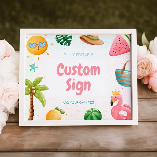 Poster Sinal de Aniversário de Praia, Sinal de Festa Pisc (Criador carregado)