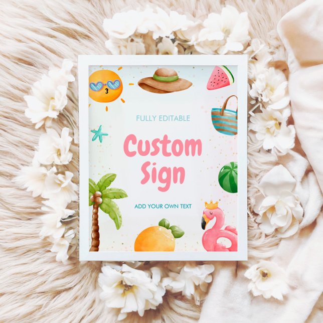 Poster Sinal de Aniversário de Praia, Sinal de Festa Pisc (Criador carregado)