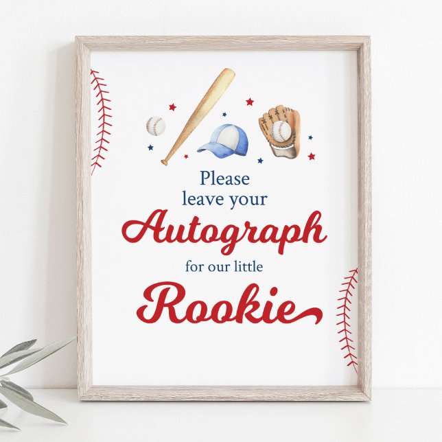 Poster Sinal de Aniversário do Autografo Baseball Rookie (Criador carregado)