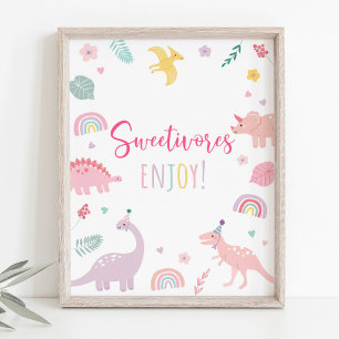 Poster Sinal de Aniversário do Boho Dinosaur Sweetivores