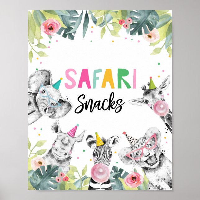 Poster Sinal de Aniversário do Safari Snack Safari (Frente)