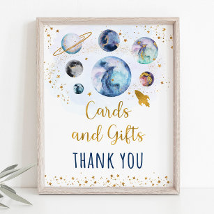 Poster Sinal de Aniversário do Space Blue Cards & Gifts