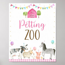 Poster Sinal de Aniversário do Zoo Petting em Fazenda Ros