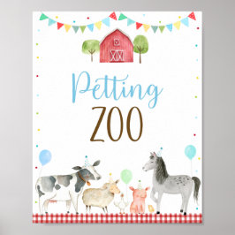 Poster Sinal de Aniversário do Zoo Petting Fazenda