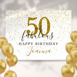 Poster Sinal de Aniversário Dourado e Preto 50 e Fabuloso