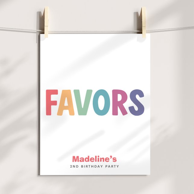 Poster Sinal de Aniversário Meninas Minimalista Arco-Íris (Criador carregado)