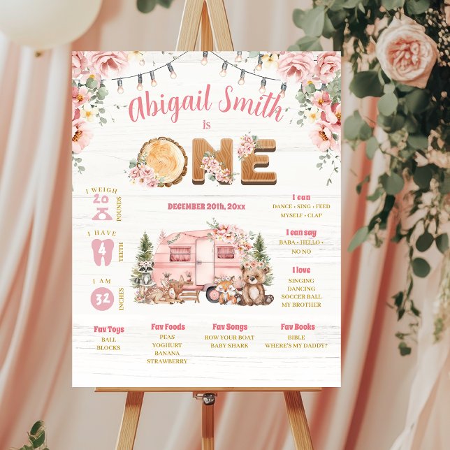 Poster Sinal de Aniversário Placa Feliz Campeão Rosa (Criador carregado)