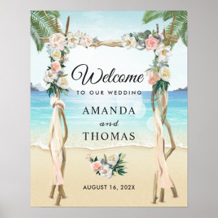 Poster Sinal de Arbor Floral Tropical Wedch Sign