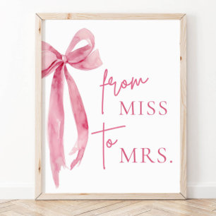 Poster Sinal de Arco Rosa em Aquarela De Miss a Mrs.