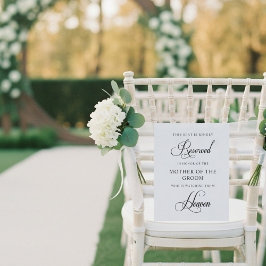 Poster Sinal de Assento Memorial Reservado para Casamento